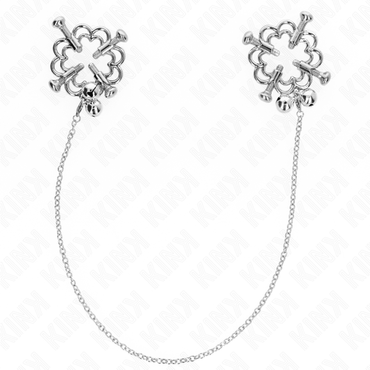 KINK - METAL FLOWER NIPPLE CLAMPS WITH CHAIN - My naughty haven #