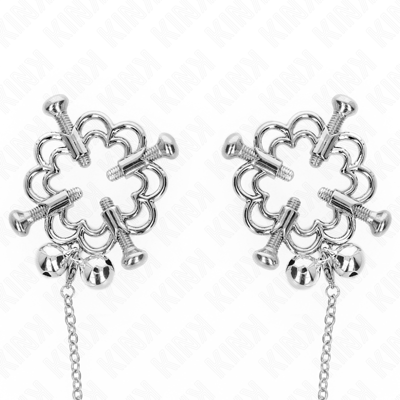 KINK - METAL FLOWER NIPPLE CLAMPS WITH CHAIN - My naughty haven #