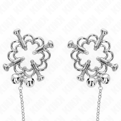 KINK - METAL FLOWER NIPPLE CLAMPS WITH CHAIN - My naughty haven #