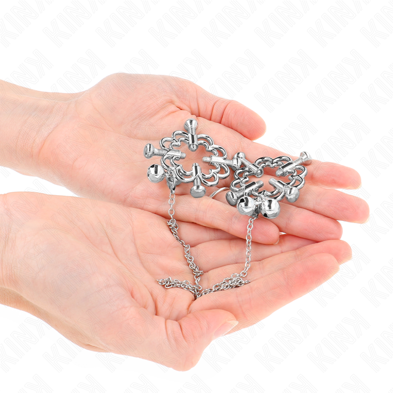 KINK - METAL FLOWER NIPPLE CLAMPS WITH CHAIN - My naughty haven #