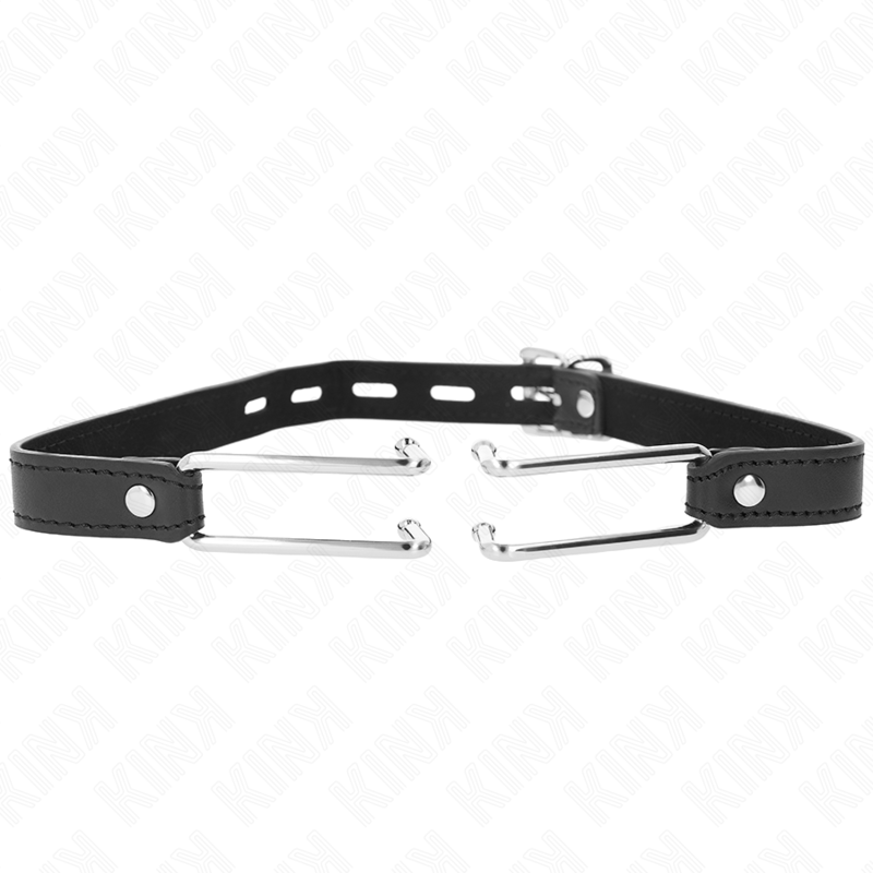 KINK - METAL HOOK GAG 11.5 CM WITH LEATHERETTE STRAP ADJUSTABLE 39-58 CM X 2 CM - My naughty haven #