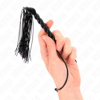 KINK - MINI SILICONE WHIP WITH 6 BLACK BEADS 26 CM - My naughty haven #