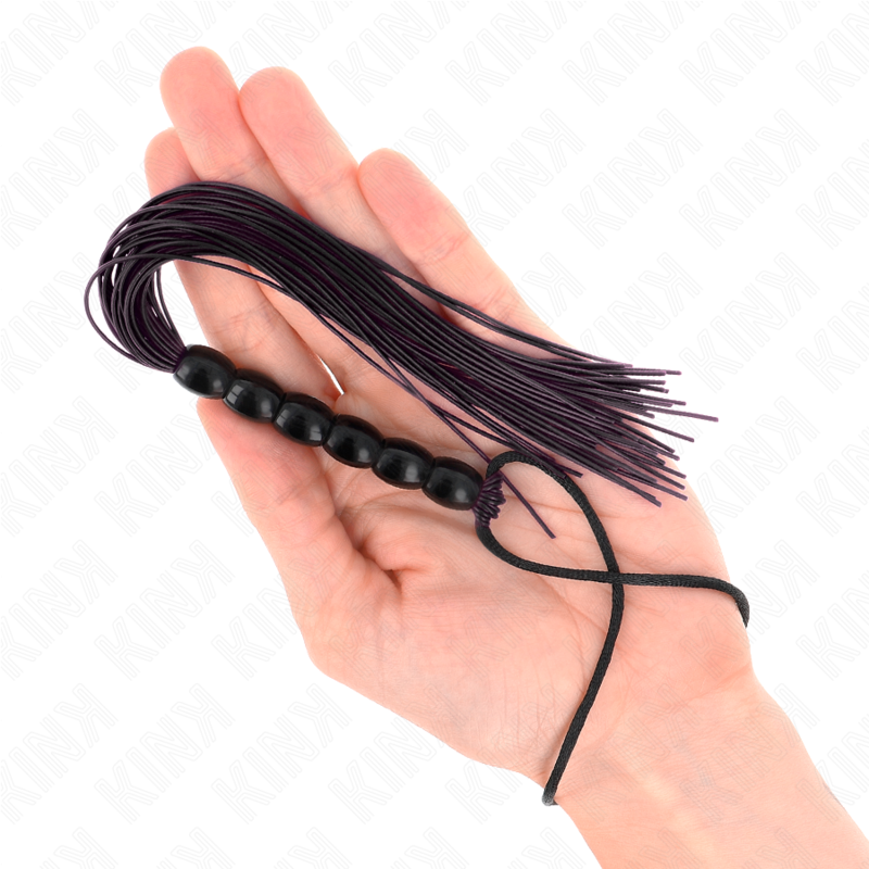 KINK - MINI SILICONE WHIP WITH 6 BLACK BEADS 26 CM - My naughty haven #