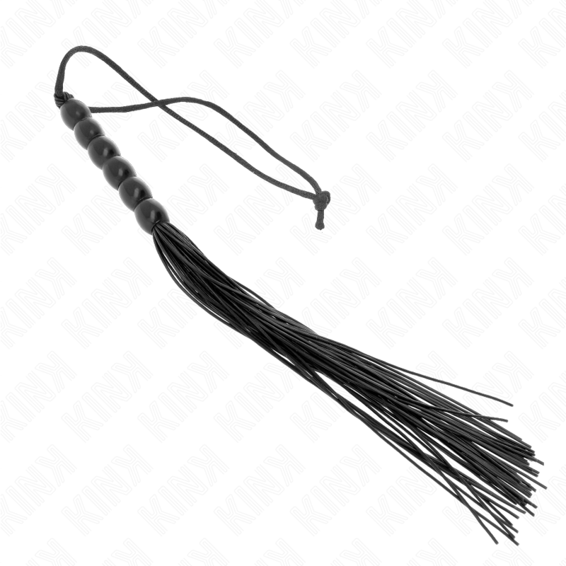 KINK - MINI SILICONE WHIP WITH 6 BLACK BEADS 26 CM - My naughty haven #