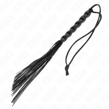 KINK - MINI SILICONE WHIP WITH 6 BLACK BEADS 26 CM - My naughty haven #