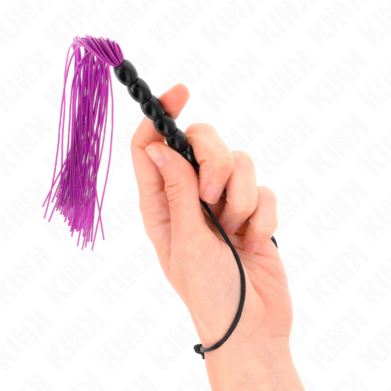 KINK - MINI SILICONE WHIP WITH 6 PURPLE BEADS 26 CM - My naughty haven #