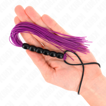 KINK - MINI SILICONE WHIP WITH 6 PURPLE BEADS 26 CM - My naughty haven #