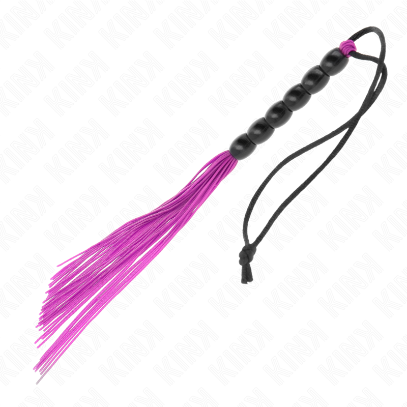 KINK - MINI SILICONE WHIP WITH 6 PURPLE BEADS 26 CM - My naughty haven #