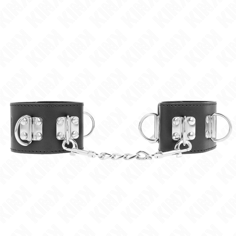 KINK - MULTIPOSITION WRIST RESTRAINTS WITH PADLOCK CLOSURE BLACK ADJUSTABLE 16-23 CM X 5.5 CM - My naughty haven #