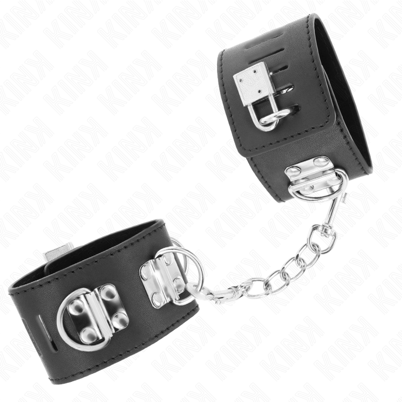 KINK - MULTIPOSITION WRIST RESTRAINTS WITH PADLOCK CLOSURE BLACK ADJUSTABLE 16-23 CM X 5.5 CM - My naughty haven #