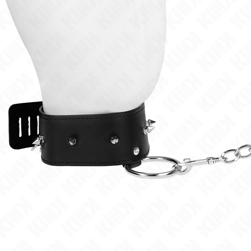KINK - NECKLACE 65 CM WITH LEASH WITH SILVER STUDS MODEL 2 ADJUSTABLE 36-43 CM X 5 CM - My naughty haven #