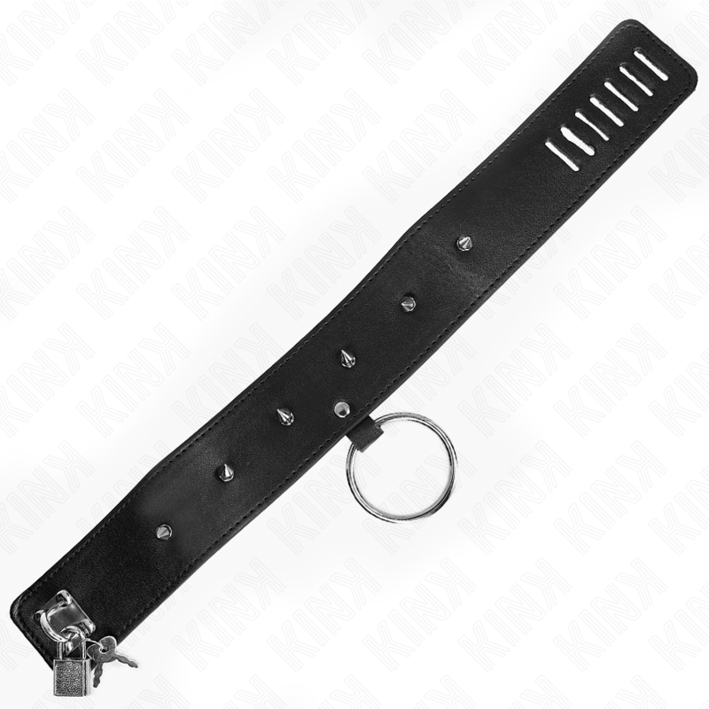KINK - NECKLACE 65 CM WITH LEASH WITH SILVER STUDS MODEL 2 ADJUSTABLE 36-43 CM X 5 CM - My naughty haven #