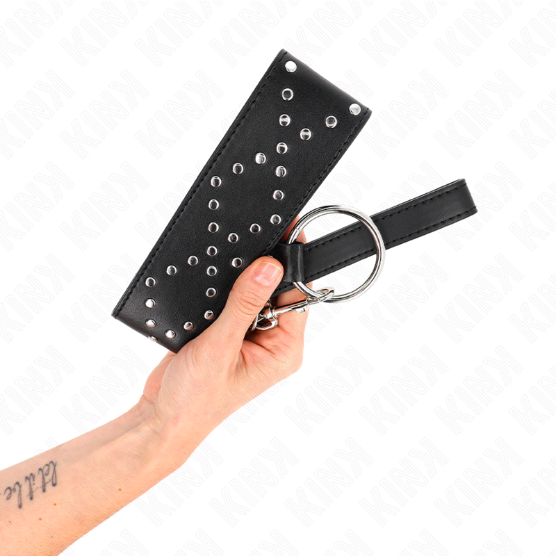 KINK - NECKLACE 65 CM WITH LEASH WITH SILVER STUDS MODEL 3 ADJUSTABLE 36-43 CM X 5 CM - My naughty haven #