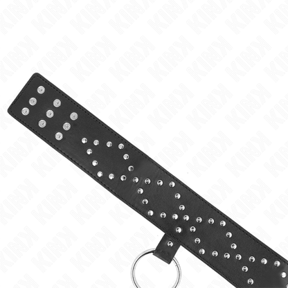 KINK - NECKLACE 65 CM WITH LEASH WITH SILVER STUDS MODEL 3 ADJUSTABLE 36-43 CM X 5 CM - My naughty haven #