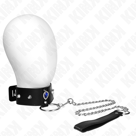 KINK - NECKLACE 65 CM WITH STRAP WITH BLUE DIAMONDS ADJUSTABLE 36-43 CM X 5 CM - My naughty haven #