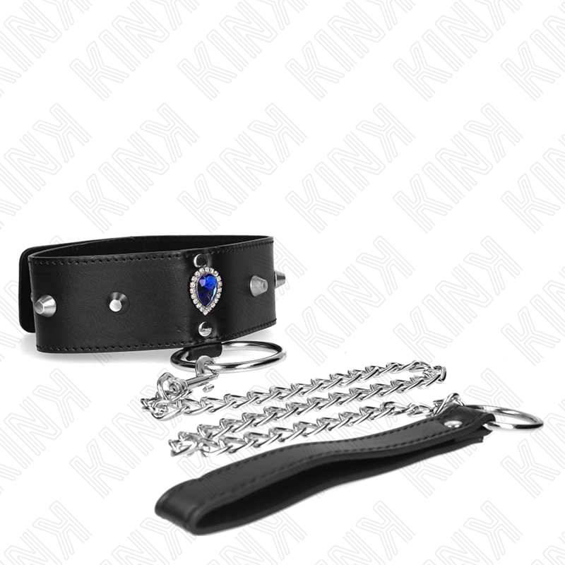 KINK - NECKLACE 65 CM WITH STRAP WITH BLUE DIAMONDS ADJUSTABLE 36-43 CM X 5 CM - My naughty haven #