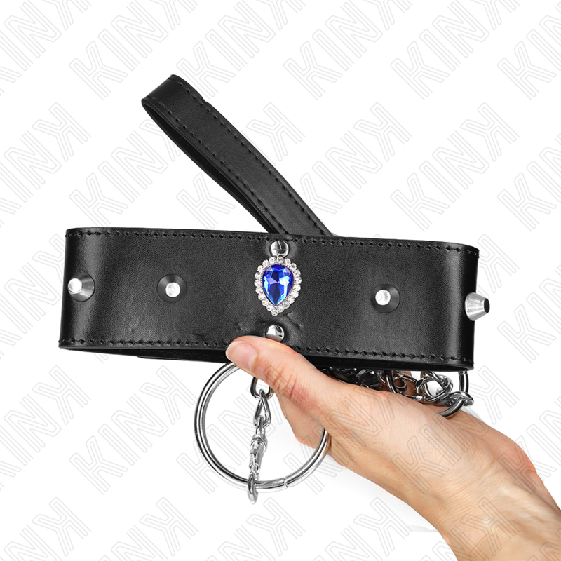 KINK - NECKLACE 65 CM WITH STRAP WITH BLUE DIAMONDS ADJUSTABLE 36-43 CM X 5 CM - My naughty haven #