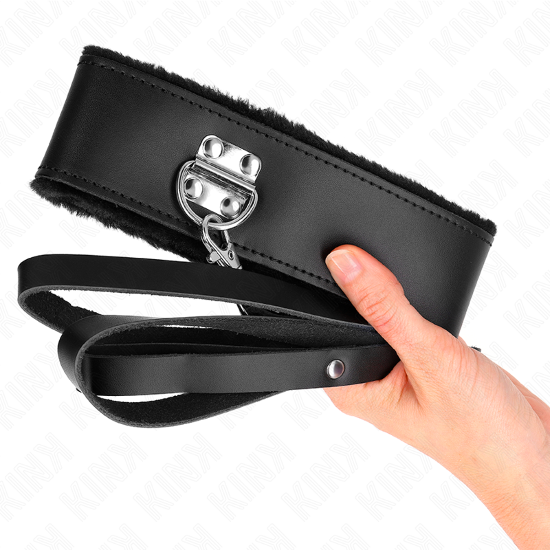 KINK - NECKLACE WITH BELT 116 CM WITH BLACK LEATHER STRAP ADJUSTABLE 40-48 CM X 6 CM - My naughty haven #