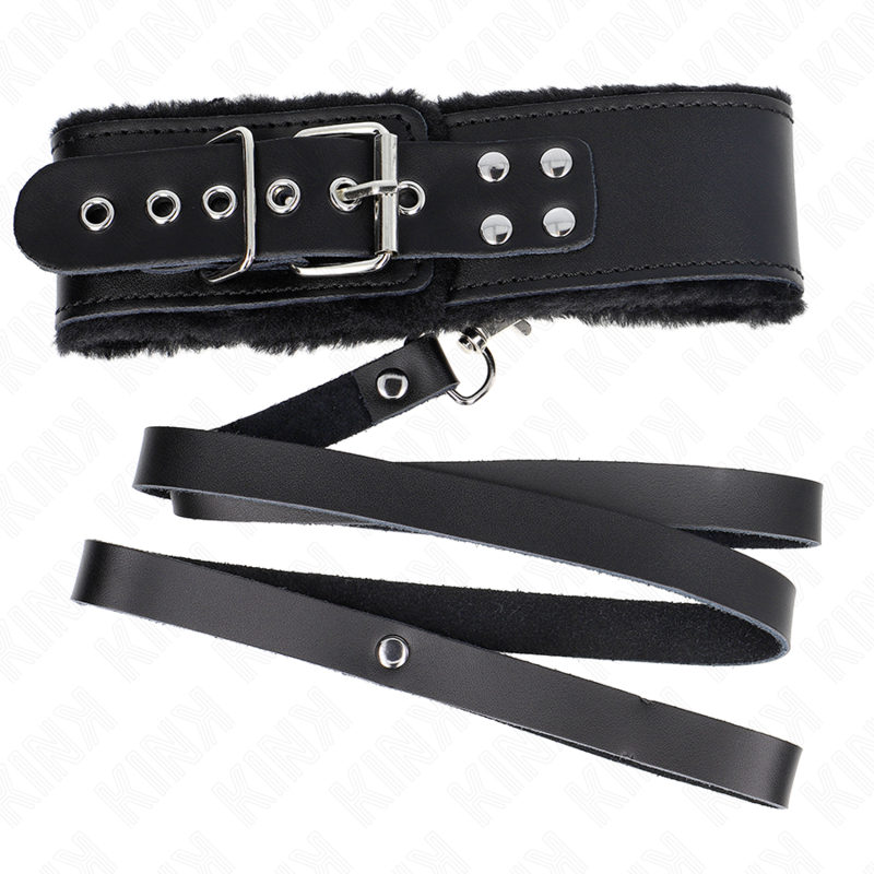 KINK - NECKLACE WITH BELT 116 CM WITH BLACK LEATHER STRAP ADJUSTABLE 40-48 CM X 6 CM - My naughty haven #