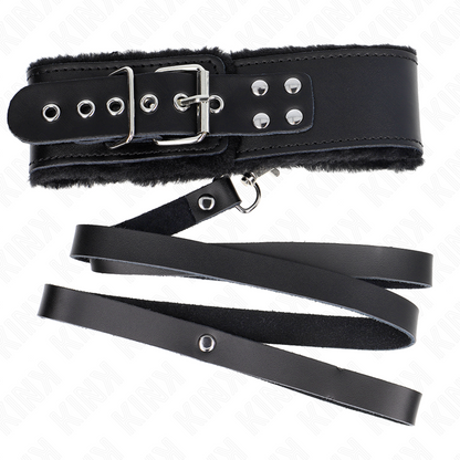 KINK - NECKLACE WITH BELT 116 CM WITH BLACK LEATHER STRAP ADJUSTABLE 40-48 CM X 6 CM - My naughty haven #