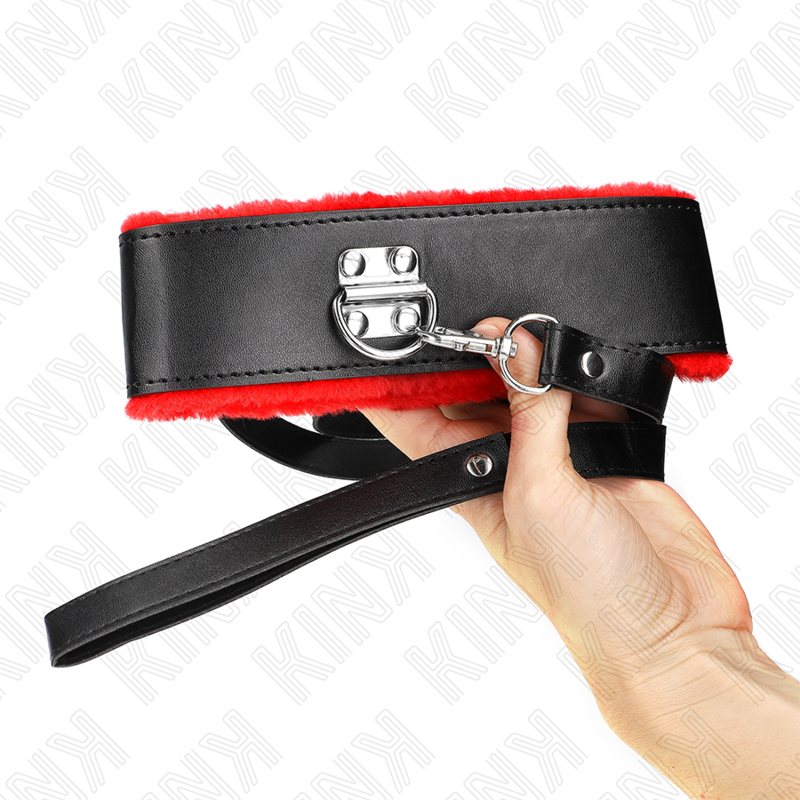 KINK - NECKLACE WITH BELT 116 CM WITH RED LEATHER STRAP ADJUSTABLE 40-48 CM X 6 CM - My naughty haven #