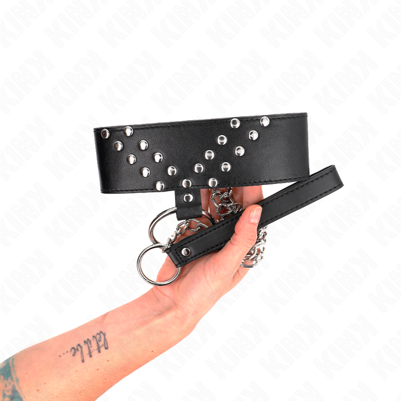 KINK - NECKLACE WITH BELT 65 CM WITH V RIVET ADJUSTABLE 36-43 CM X 5 CM - My naughty haven #