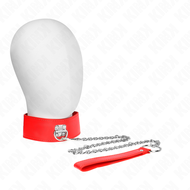KINK - NECKLACE WITH BELT 65 CM WITH WIDE RED STRAP ADJUSTABLE 33.5-41 CM X 5 CM - My naughty haven #