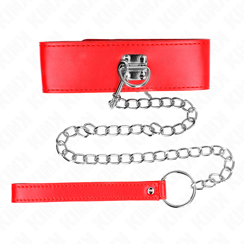 KINK - NECKLACE WITH BELT 65 CM WITH WIDE RED STRAP ADJUSTABLE 33.5-41 CM X 5 CM - My naughty haven #