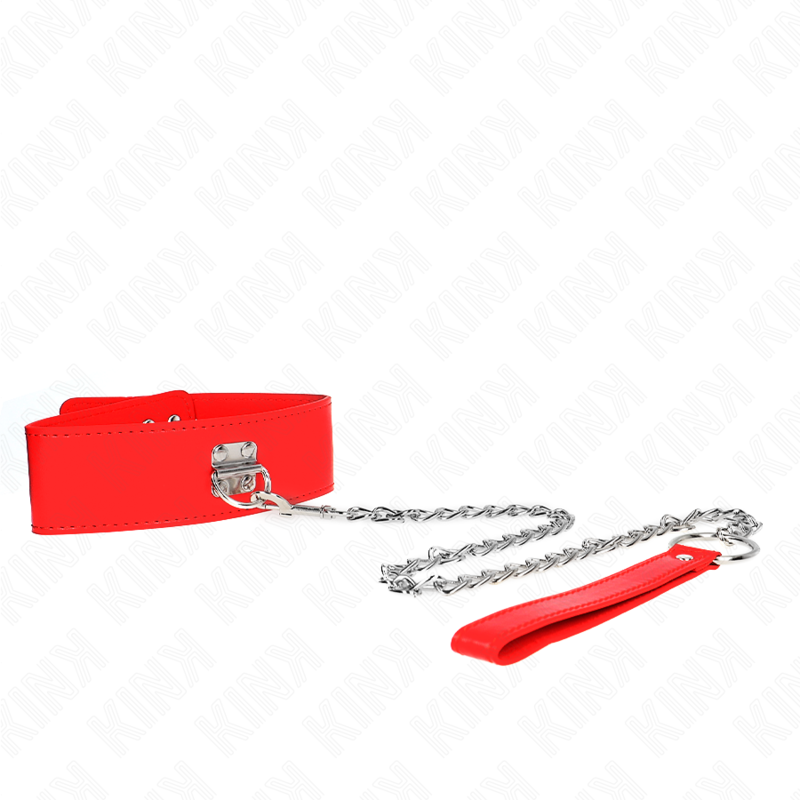 KINK - NECKLACE WITH BELT 65 CM WITH WIDE RED STRAP ADJUSTABLE 33.5-41 CM X 5 CM - My naughty haven #