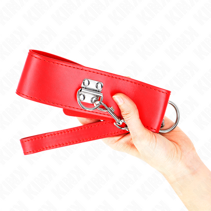 KINK - NECKLACE WITH BELT 65 CM WITH WIDE RED STRAP ADJUSTABLE 33.5-41 CM X 5 CM - My naughty haven #