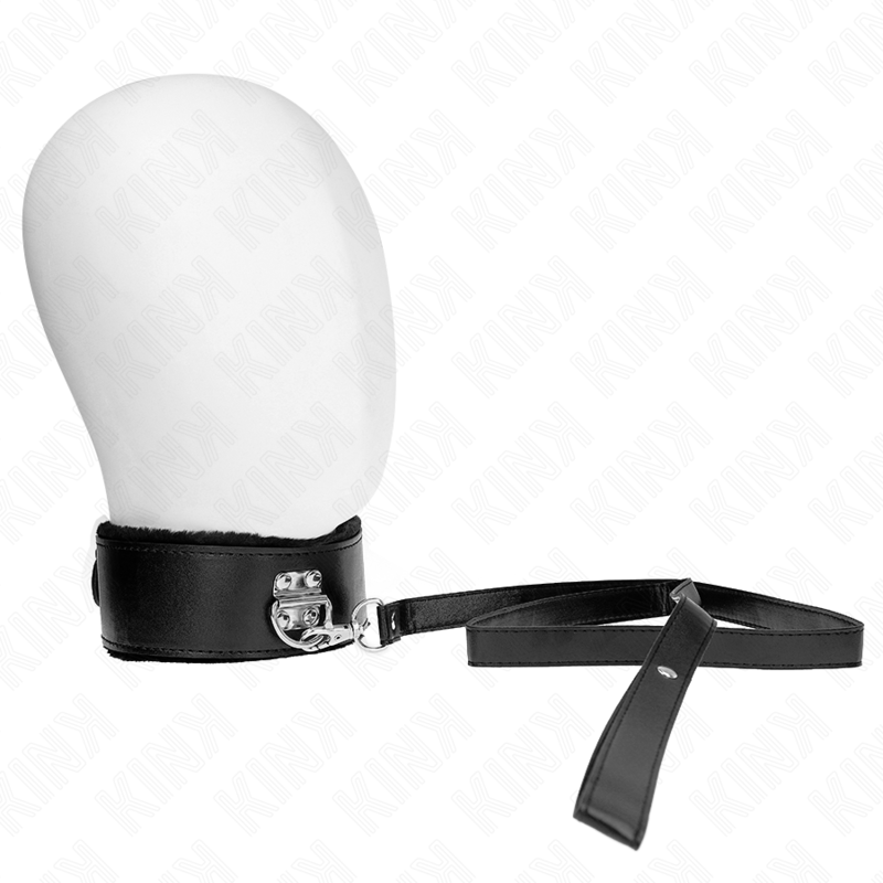 KINK - NECKLACE WITH LEASH 116 CM WITH SILVER STUDS MODEL 4 BLACK ADJUSTABLE 40-48 CM X 6 CM - My naughty haven #