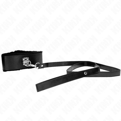 KINK - NECKLACE WITH LEASH 116 CM WITH SILVER STUDS MODEL 4 BLACK ADJUSTABLE 40-48 CM X 6 CM - My naughty haven #
