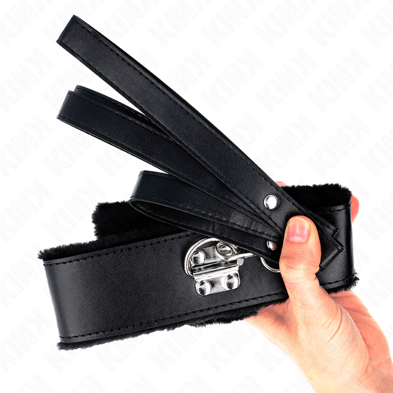 KINK - NECKLACE WITH LEASH 116 CM WITH SILVER STUDS MODEL 4 BLACK ADJUSTABLE 40-48 CM X 6 CM - My naughty haven #