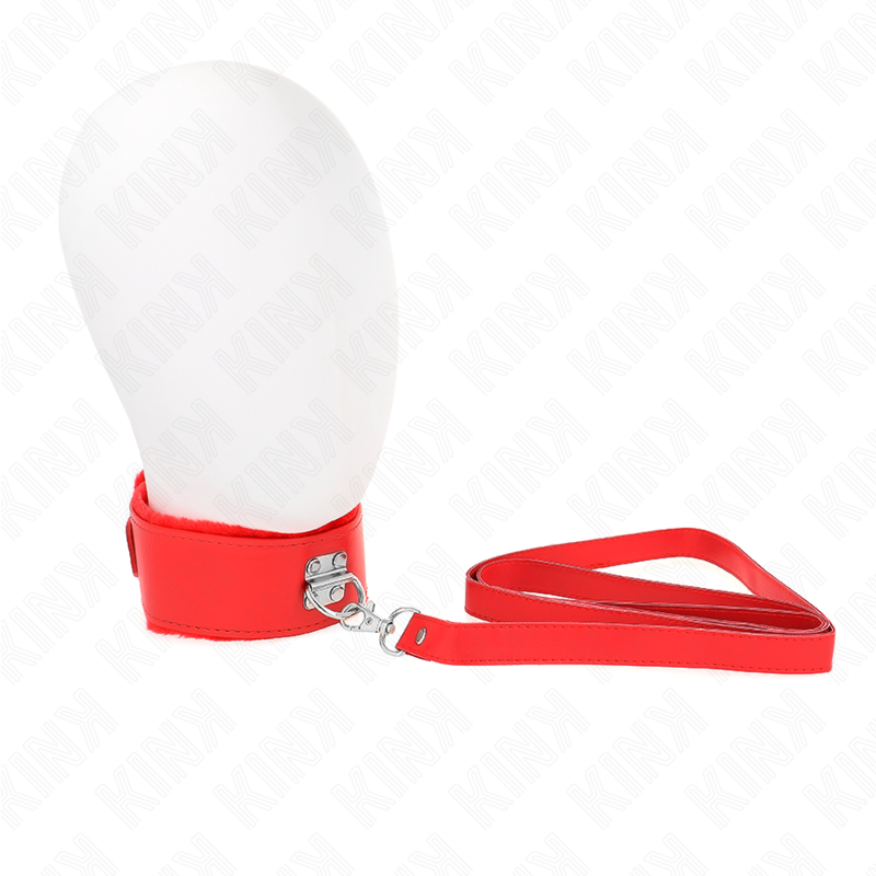KINK - NECKLACE WITH LEASH 116 CM WITH SILVER STUDS MODEL 4 RED ADJUSTABLE 40-48 CM X 6 CM - My naughty haven #