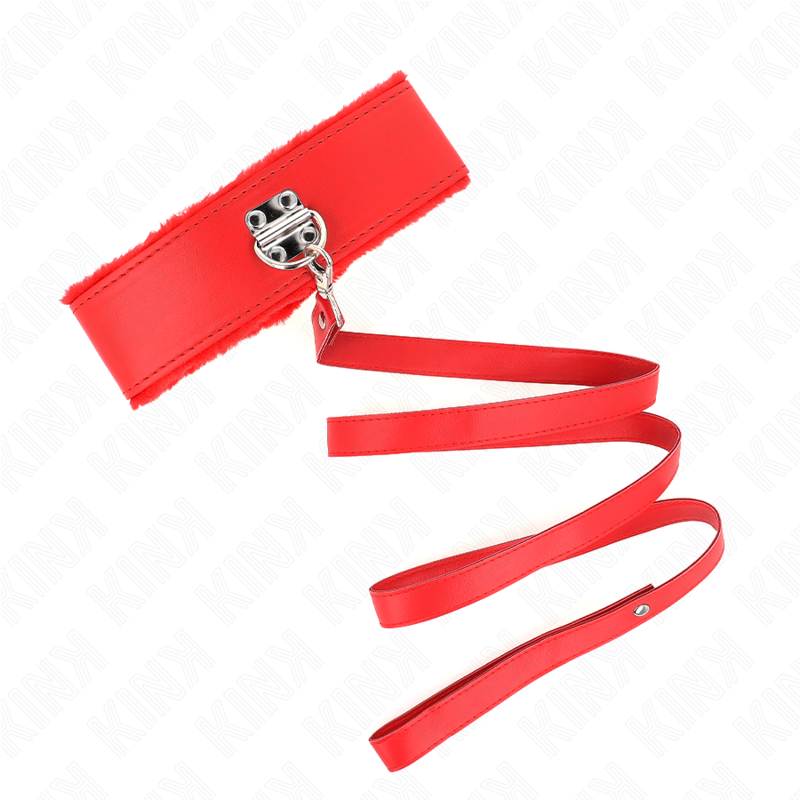 KINK - NECKLACE WITH LEASH 116 CM WITH SILVER STUDS MODEL 4 RED ADJUSTABLE 40-48 CM X 6 CM - My naughty haven #