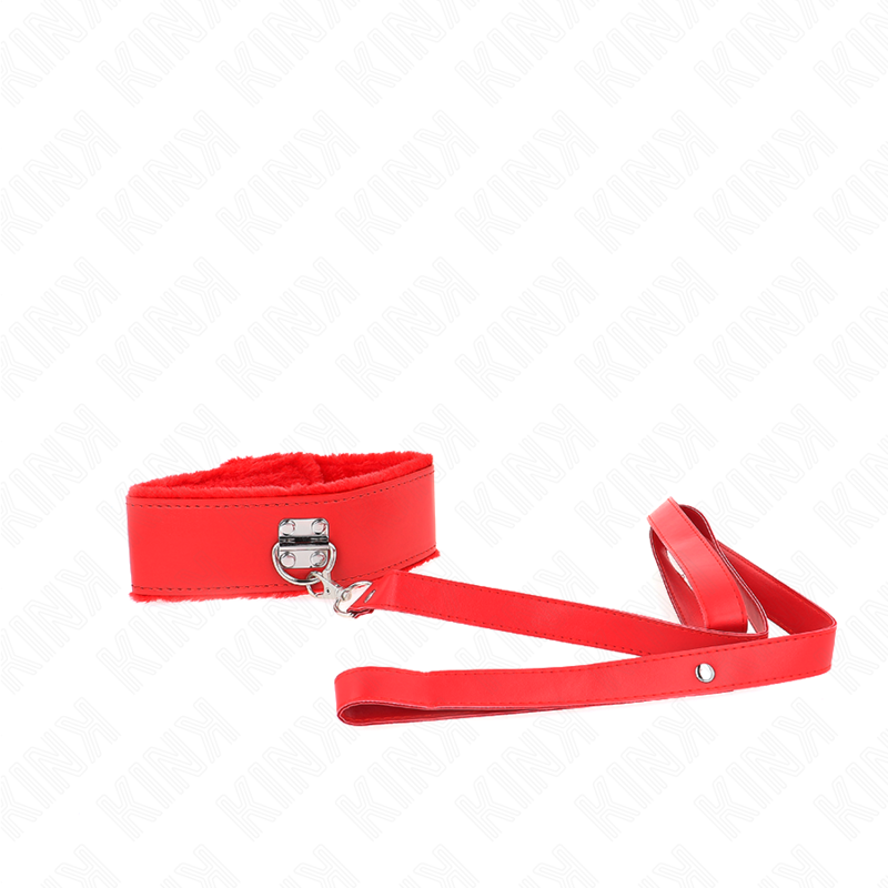 KINK - NECKLACE WITH LEASH 116 CM WITH SILVER STUDS MODEL 4 RED ADJUSTABLE 40-48 CM X 6 CM - My naughty haven #