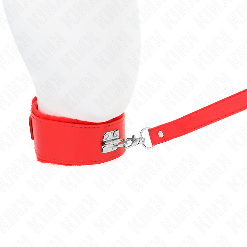 KINK - NECKLACE WITH LEASH 116 CM WITH SILVER STUDS MODEL 4 RED ADJUSTABLE 40-48 CM X 6 CM - My naughty haven #