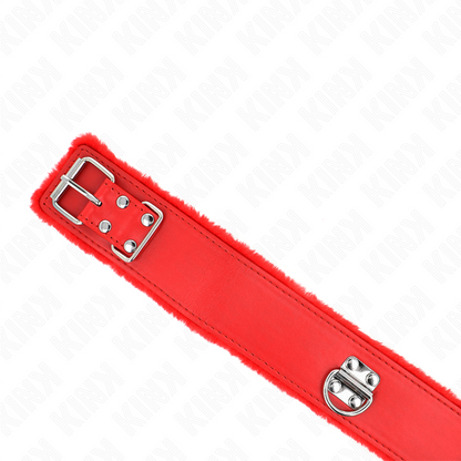 KINK - NECKLACE WITH LEASH 116 CM WITH SILVER STUDS MODEL 4 RED ADJUSTABLE 40-48 CM X 6 CM - My naughty haven #