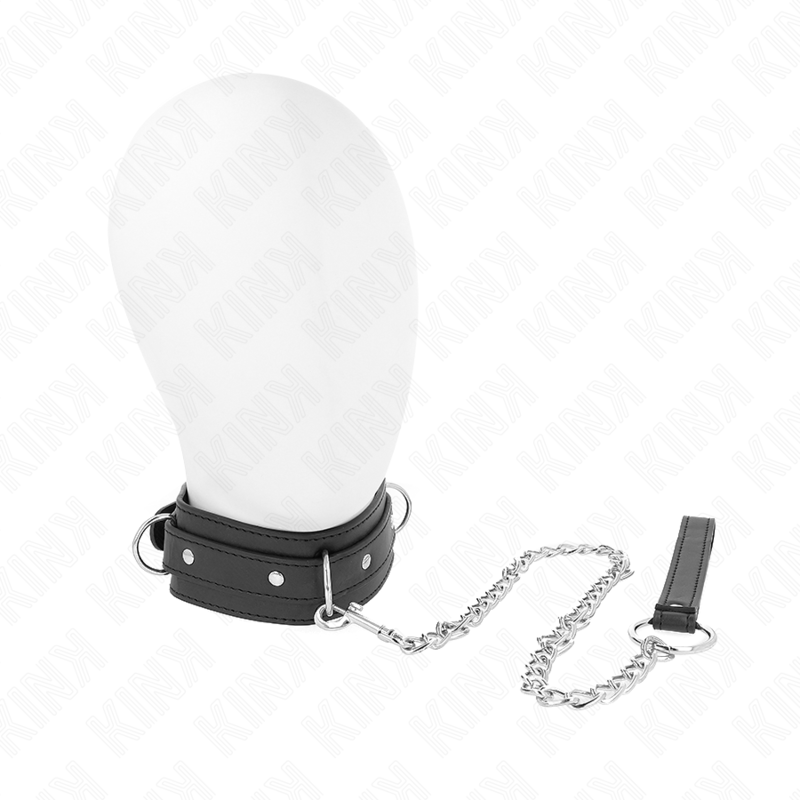 KINK - NECKLACE WITH LEASH 65 CM 3 RING MODEL 1 ADJUSTABLE 38-49 CM X 5 CM - My naughty haven #