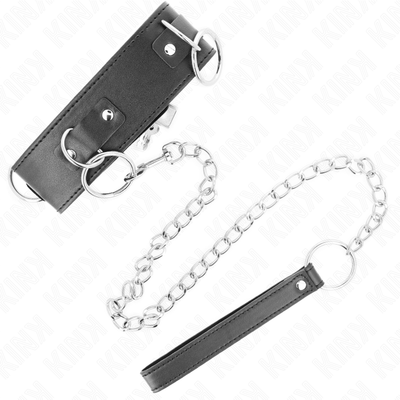 KINK - NECKLACE WITH LEASH 65 CM 3 RING MODEL 2 ADJUSTABLE 36-43 CM X 5 CM - My naughty haven #
