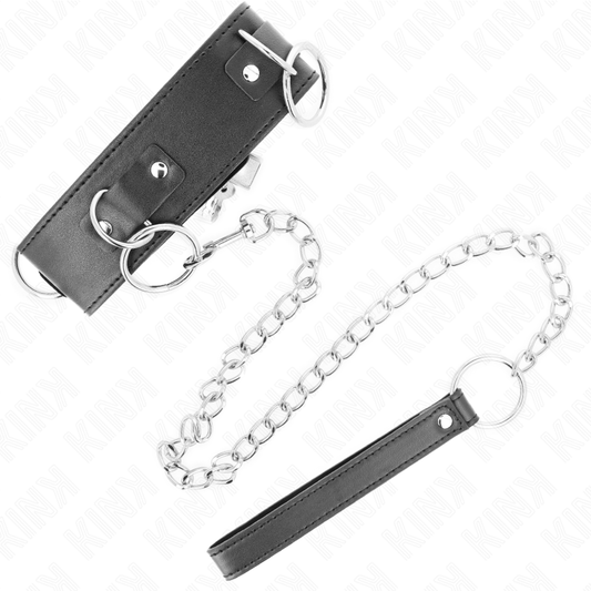 KINK - NECKLACE WITH LEASH 65 CM 3 RING MODEL 2 ADJUSTABLE 36-43 CM X 5 CM - My naughty haven #