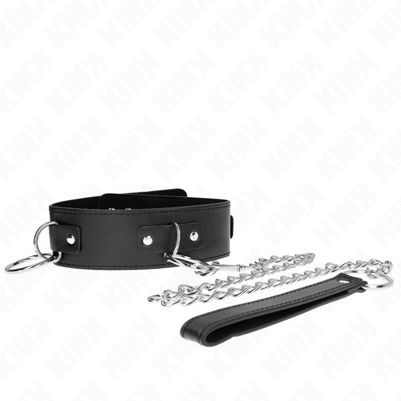 KINK - NECKLACE WITH LEASH 65 CM 3 RING MODEL 2 ADJUSTABLE 36-43 CM X 5 CM - My naughty haven #