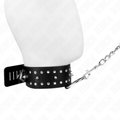 KINK - NECKLACE WITH LEASH 65 CM WITH SILVER STUDS MODEL 1 ADJUSTABLE 36-43 CM X 5 CM - My naughty haven #