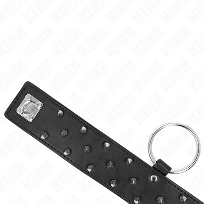 KINK - NECKLACE WITH LEASH 65 CM WITH SILVER STUDS MODEL 5 ADJUSTABLE 36-43 CM X 5 CM - My naughty haven #