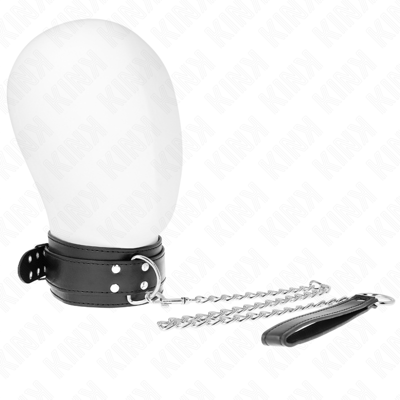 KINK - NECKLACE WITH STRAP 65 CM SILVER BUCKLES ADJUSTABLE 33-46 CM X 5.5 CM - My naughty haven #