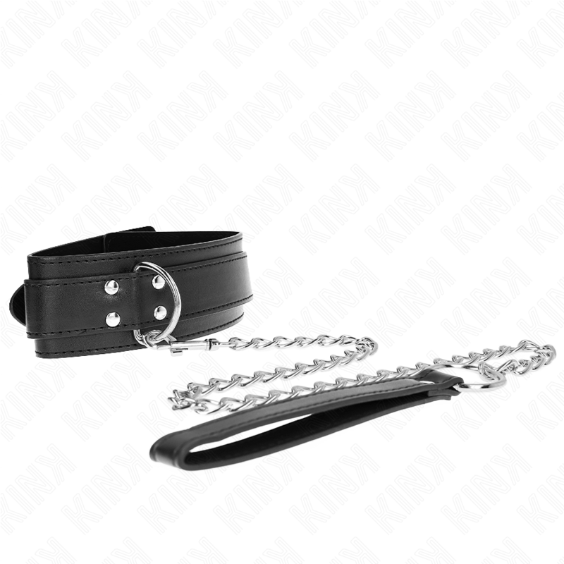 KINK - NECKLACE WITH STRAP 65 CM SILVER BUCKLES ADJUSTABLE 33-46 CM X 5.5 CM - My naughty haven #