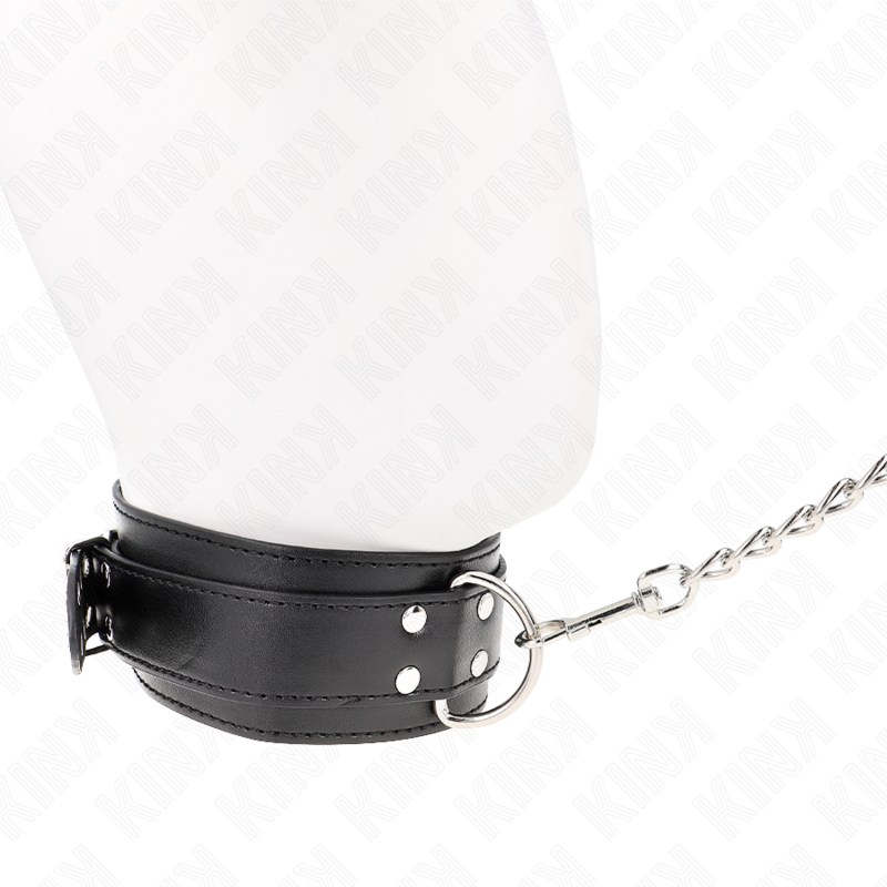 KINK - NECKLACE WITH STRAP 65 CM SILVER BUCKLES ADJUSTABLE 33-46 CM X 5.5 CM - My naughty haven #