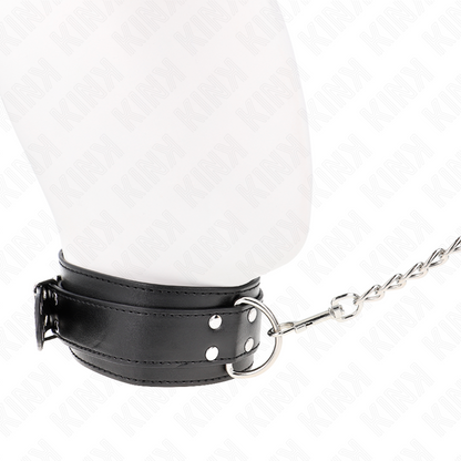 KINK - NECKLACE WITH STRAP 65 CM SILVER BUCKLES ADJUSTABLE 33-46 CM X 5.5 CM - My naughty haven #