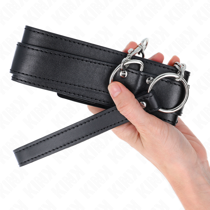 KINK - NECKLACE WITH STRAP 65 CM SILVER BUCKLES ADJUSTABLE 33-46 CM X 5.5 CM - My naughty haven #