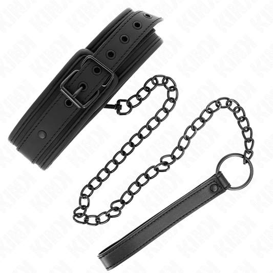 KINK - NEOPRENE BONDAGE COLLAR MODEL 1 WITH BELT 78 CM ADJUSTABLE 37.5 X 49.5 CM - My naughty haven #